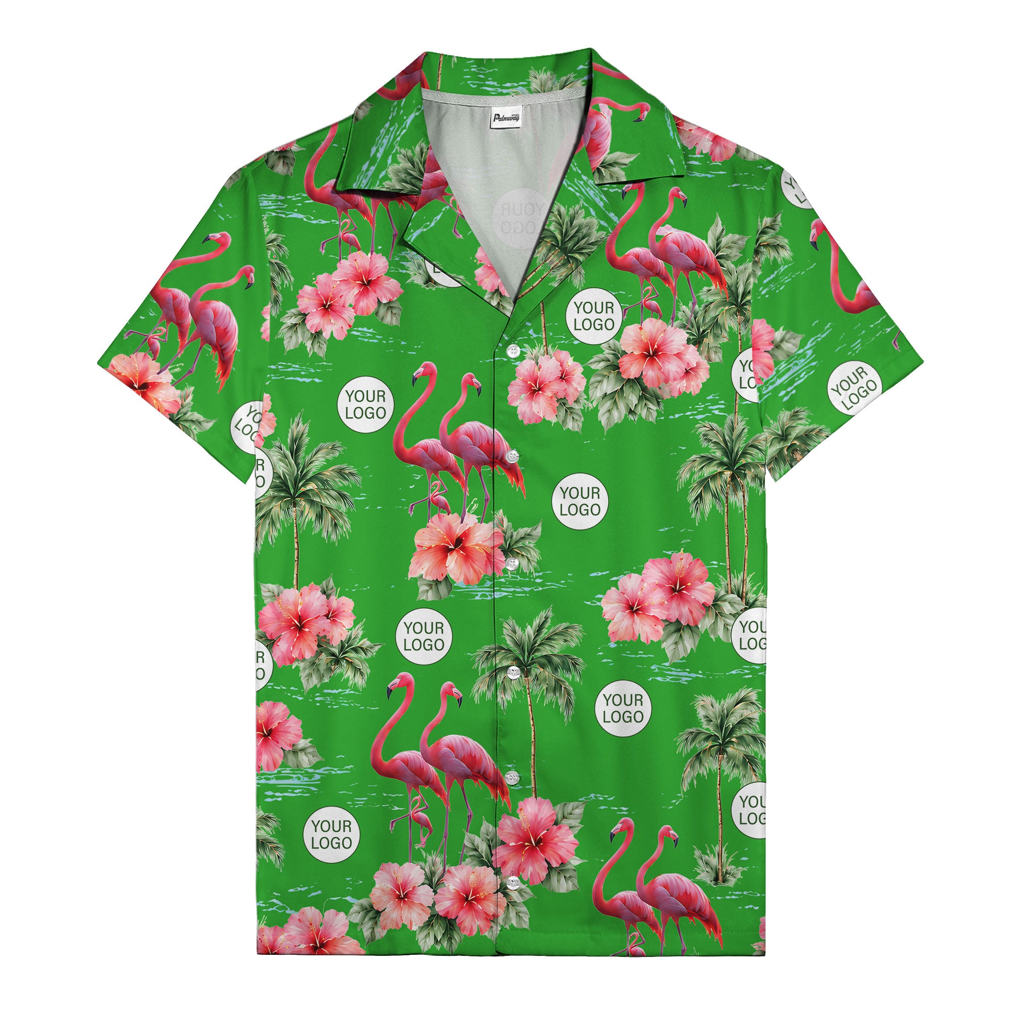 flamingo silhouettes palm trees hibiscus hawaiian shirt for men