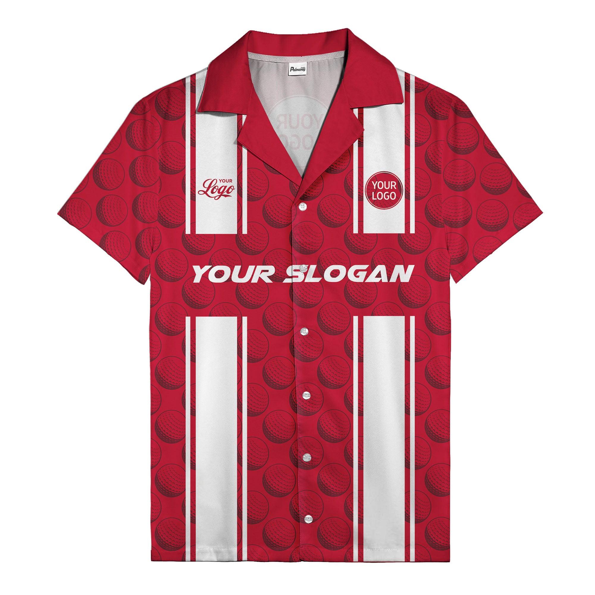 golf ball & white stripe repeat hawaiian shirt for golfers