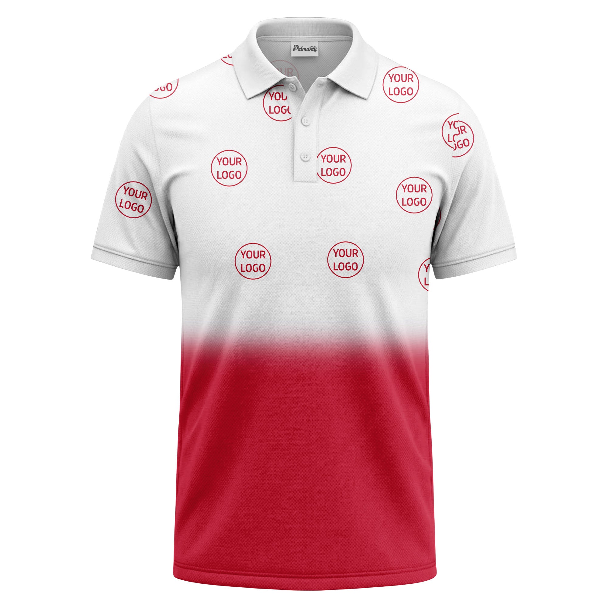 gradient black white custom logo repeat polo shirt