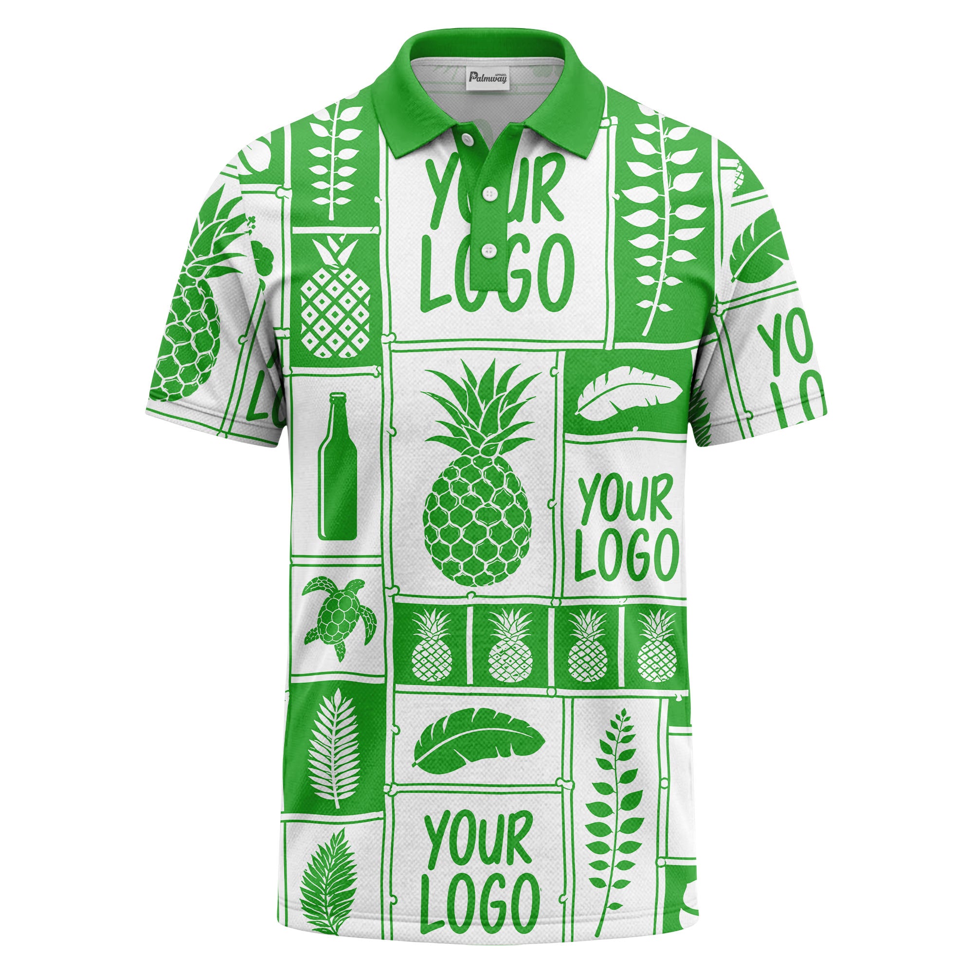 graphic pineapple & palm leaf repeat polo shirt for men