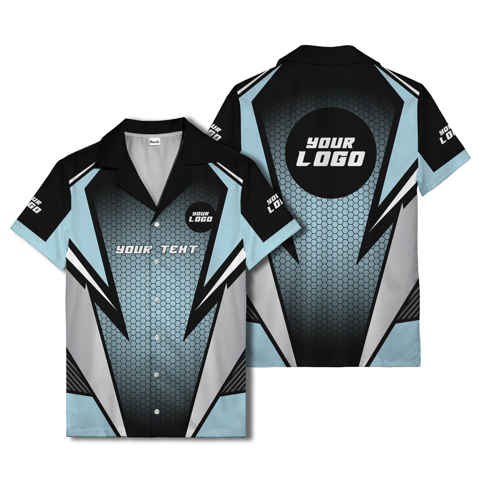 hexagon grid lightning bolt hawaiian shirt for men