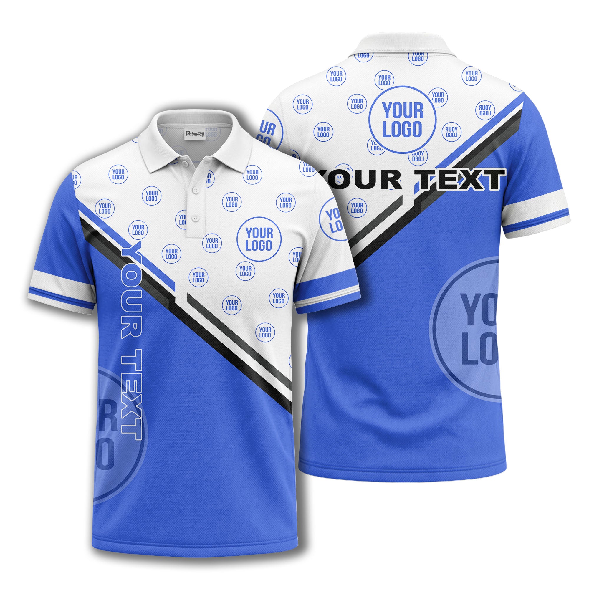 logo repeat diagonal stripe customizable polo shirt for teams