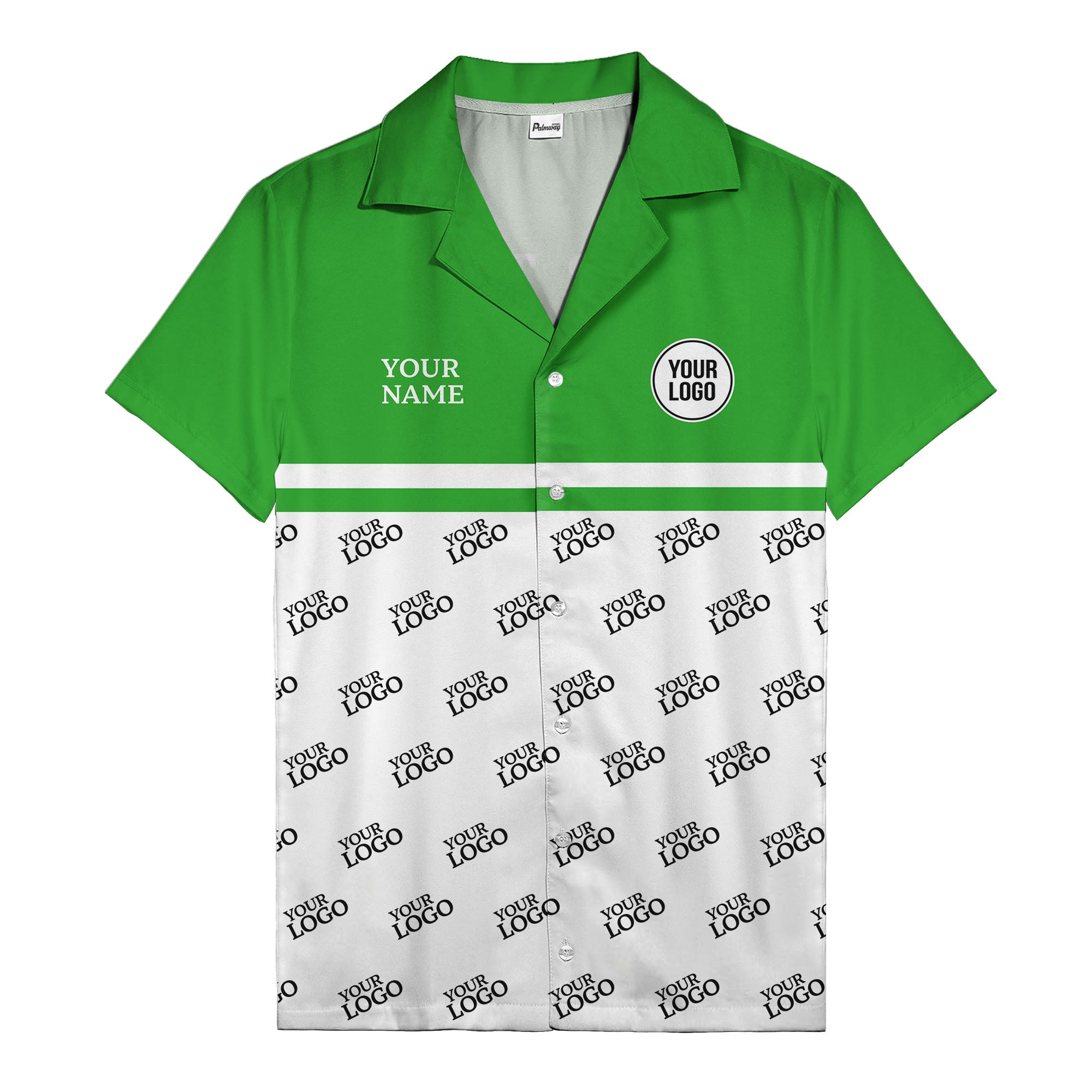 monochrome custom logo repeat hawaiian shirt for men