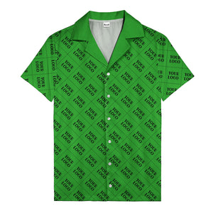 monochrome diamond grid custom logo repeat hawaiian shirt for men