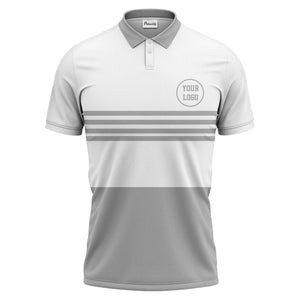 monochrome horizontal stripes & circular logo modern minimalist polo shirt for men