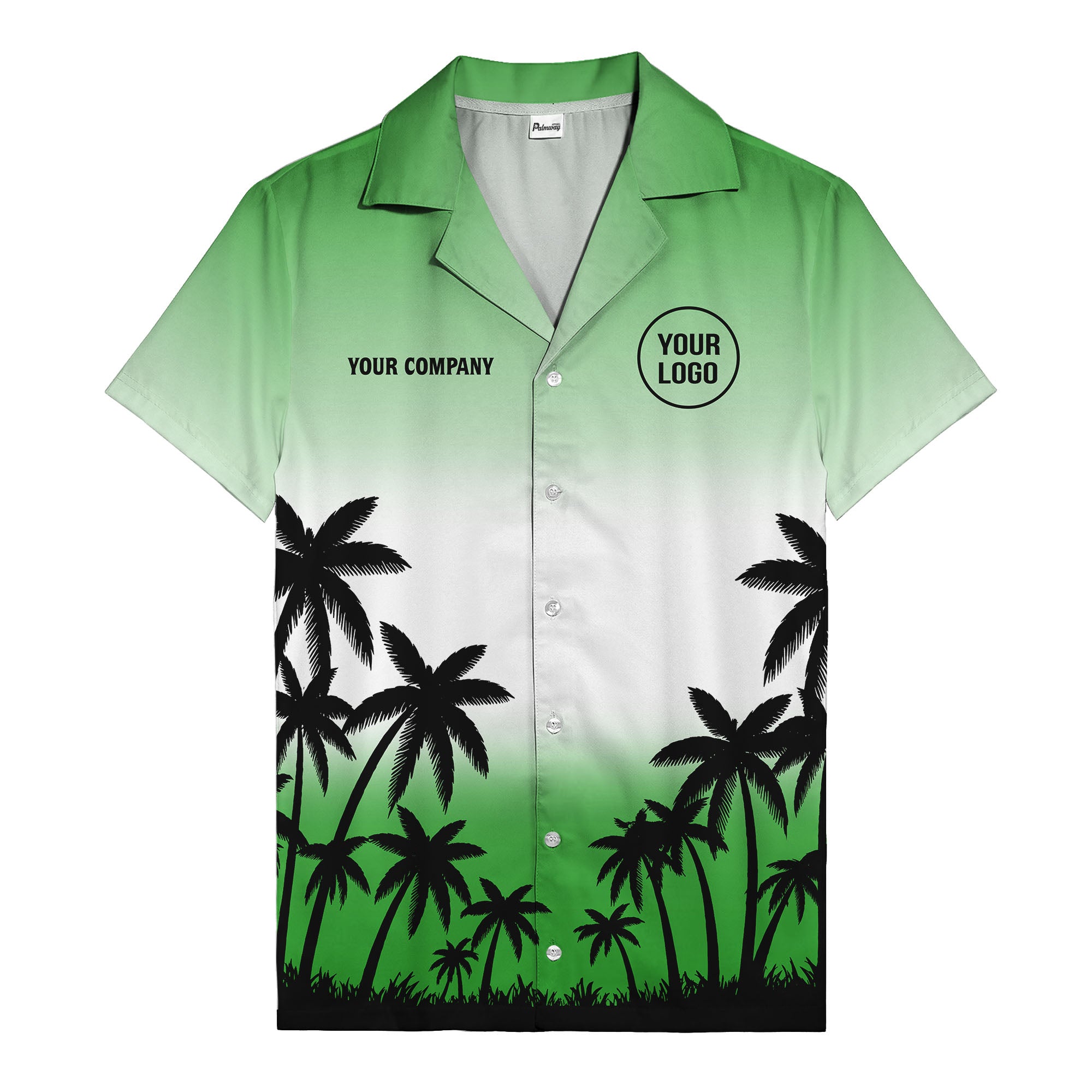 monochrome palm tree gradient silhouette hawaiian shirt for men