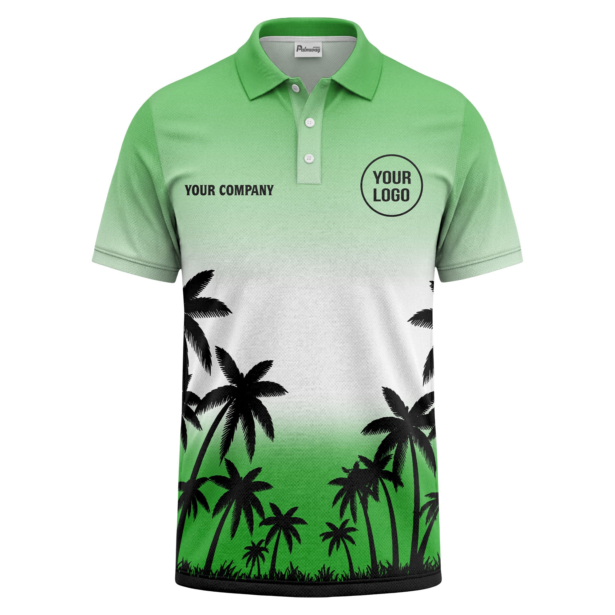 monochrome palm trees ombre gradient sky polo shirt for men