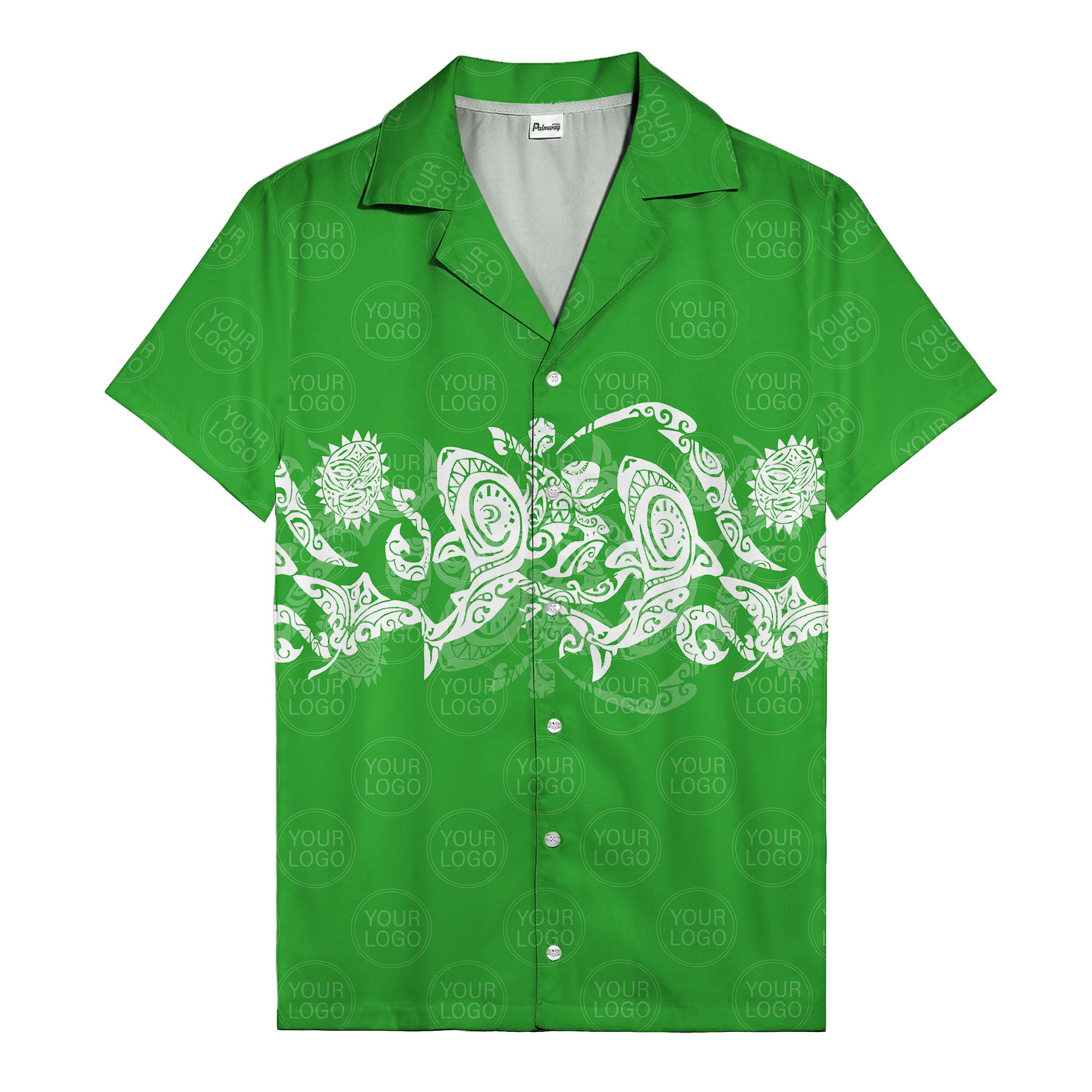 monochrome tribal turtle & sun motifs heritage hawaiian shirt