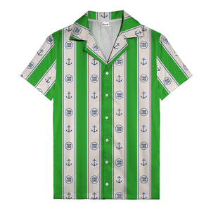 nautical anchors & custom logo repeat hawaiian shirt for men