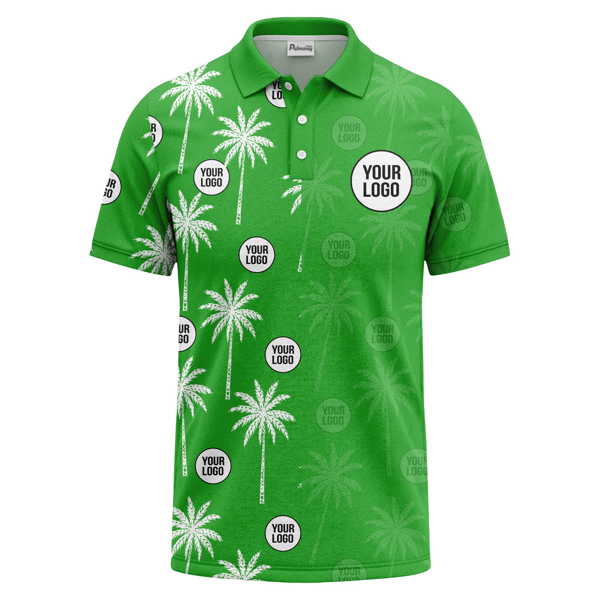 palm trees & custom logo circle repeat graphic polo shirt