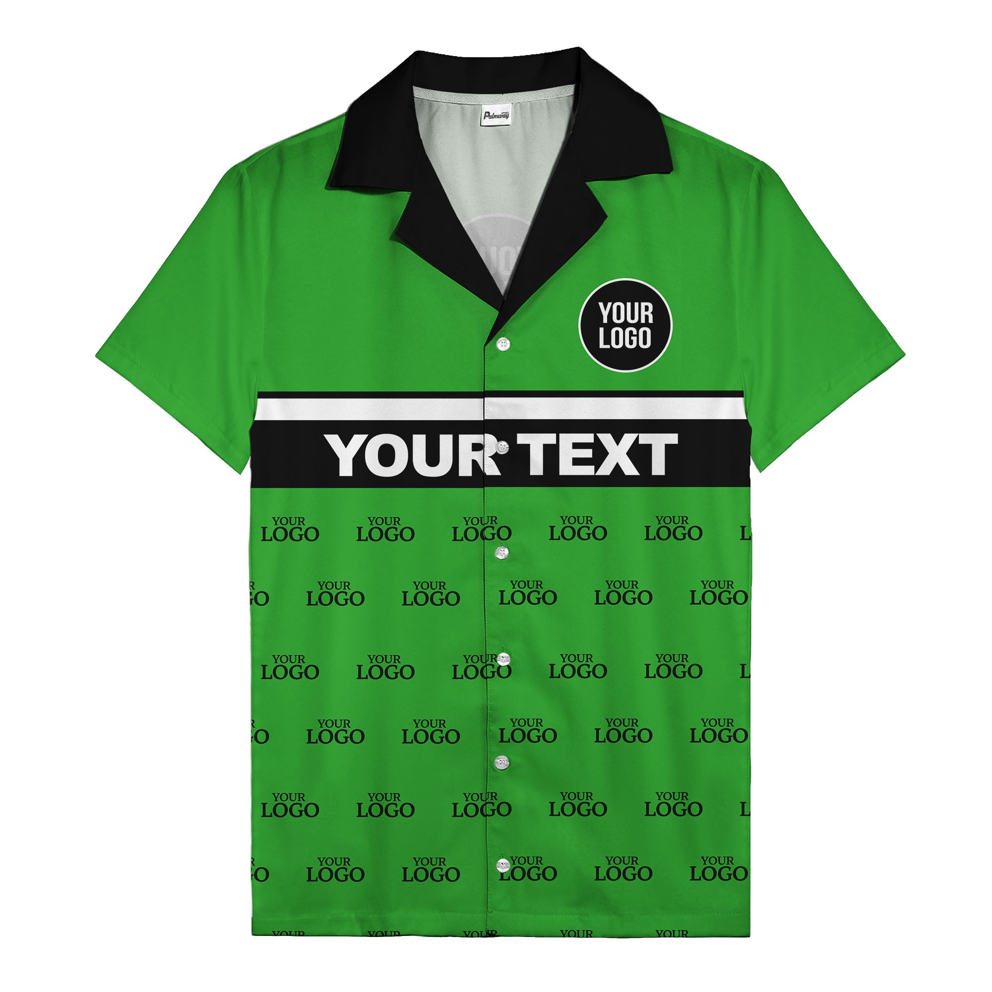 personalized logo & text striped hawaiian shirt for teams