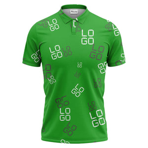 pixelated logo text pattern polo shirt | modern digital all-over design