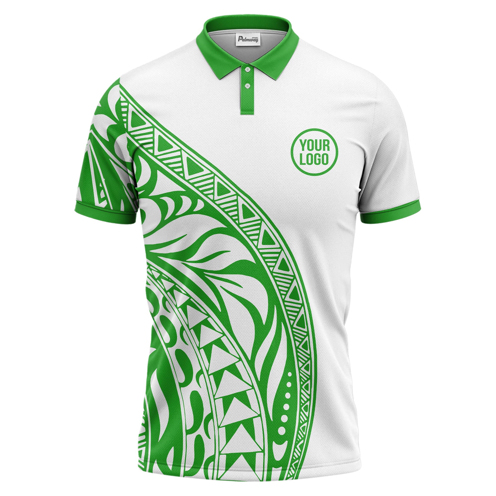 polynesian tribal tattoo geometric triangles black white polo shirt for men