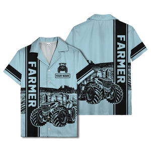 realistic tractor farm landscape farmer hawaiian shirt