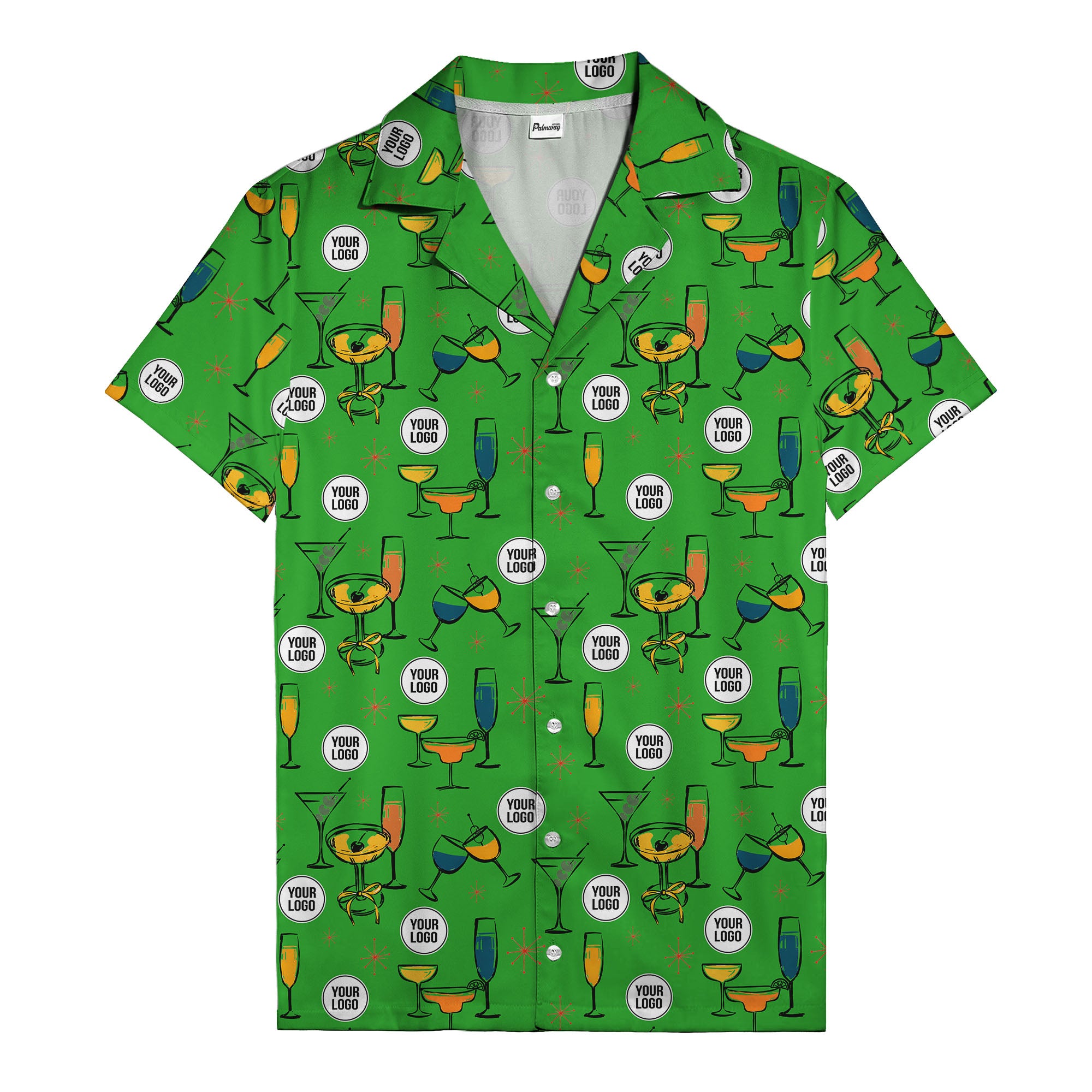 retro cocktail glasses & martini starburst hawaiian shirt