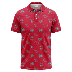 rubber duck & custom logo circle pattern polo shirt for men