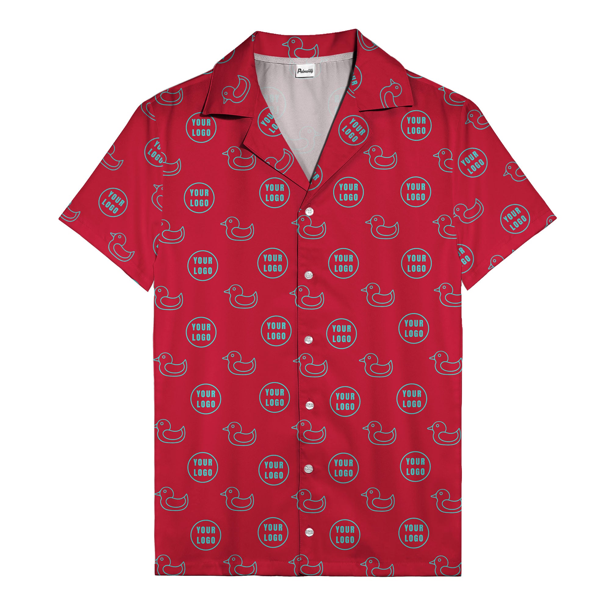 rubber duck & custom logo repeat pattern hawaiian shirt