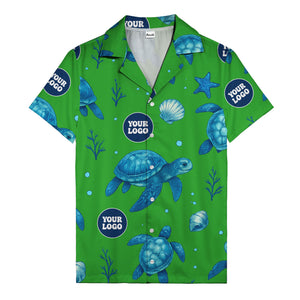 sea turtles & coral seashells aloha navy hawaiian shirt