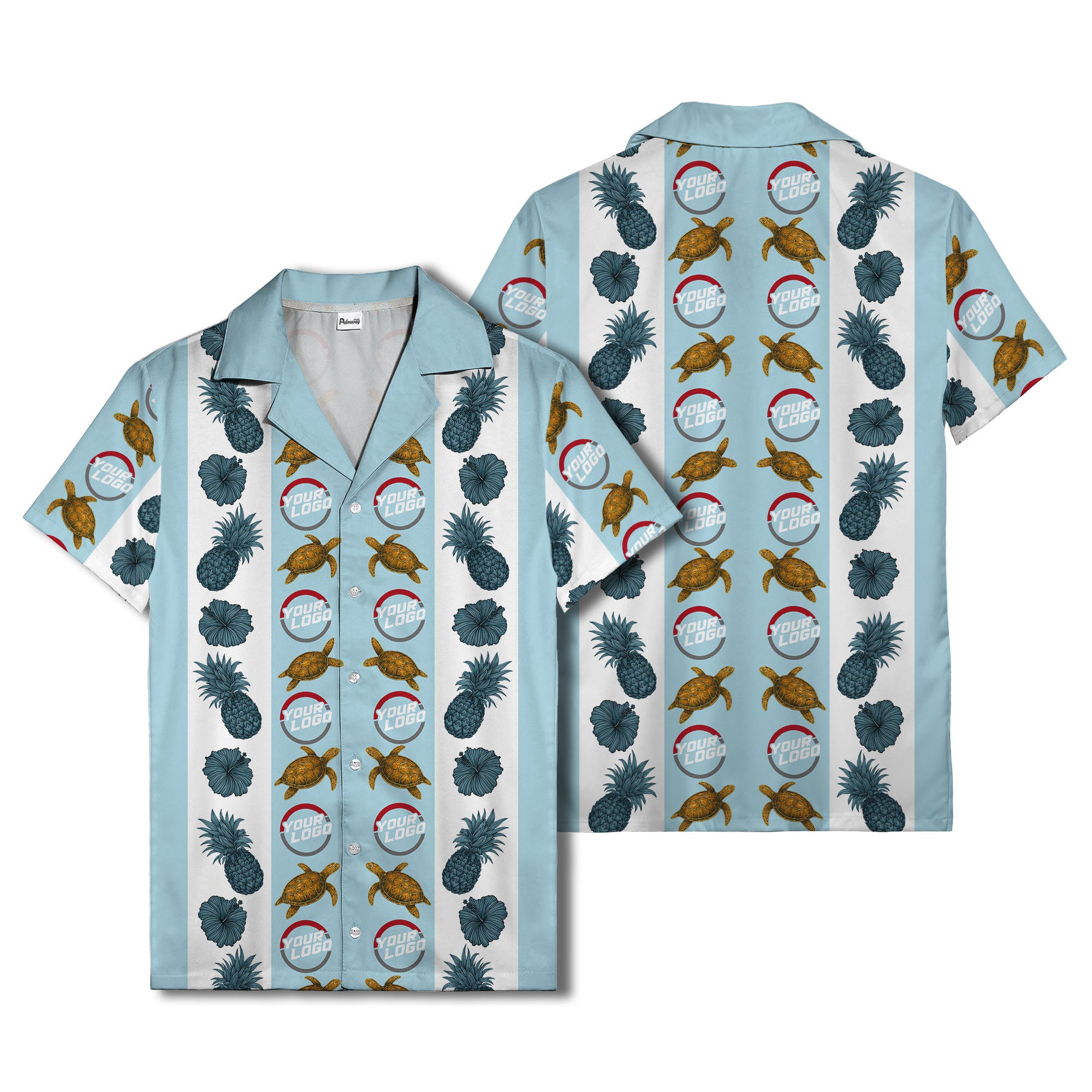 sea turtles & pineapple hibiscus striped hawaiian shirt