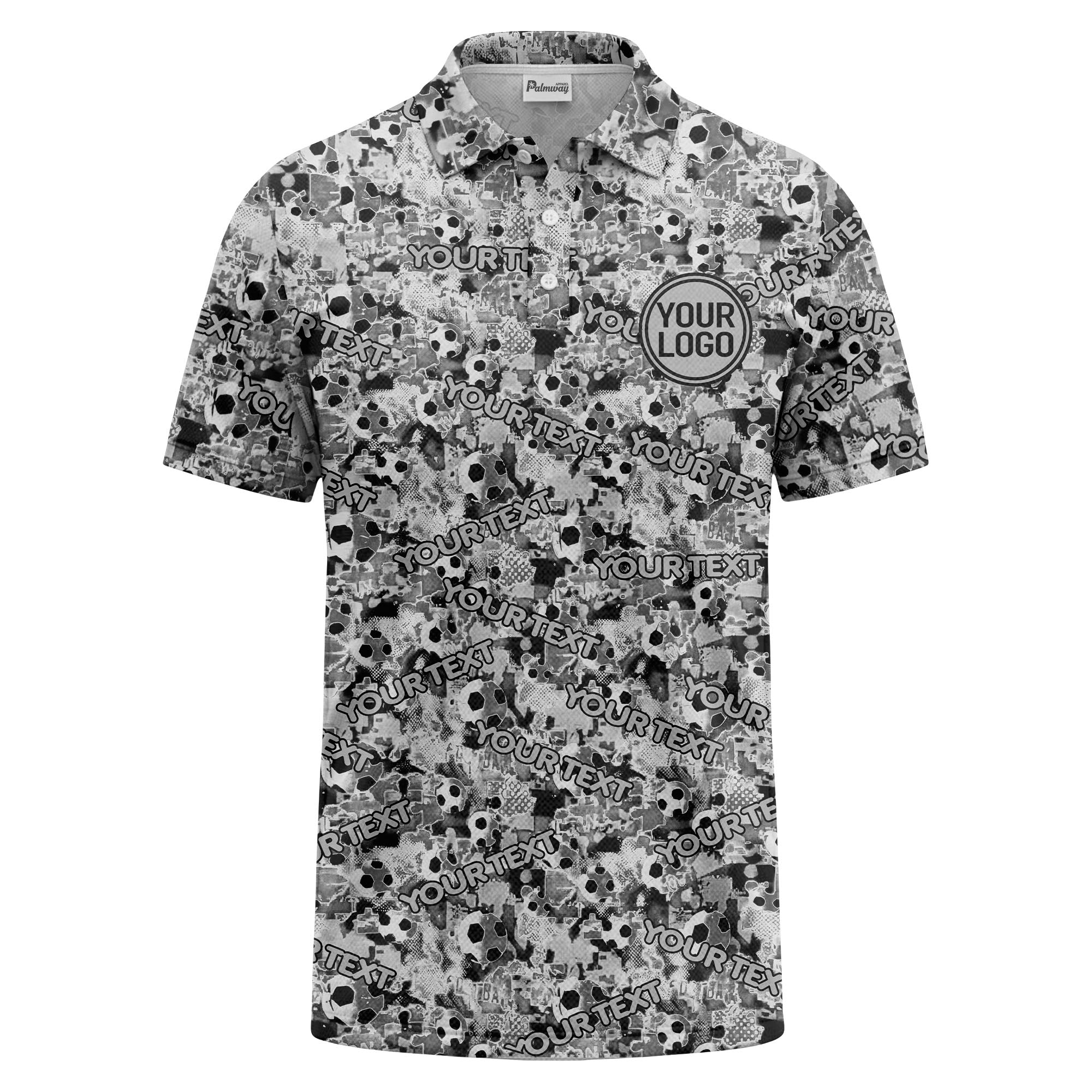 soccer ball camouflage custom logo polo shirt for men