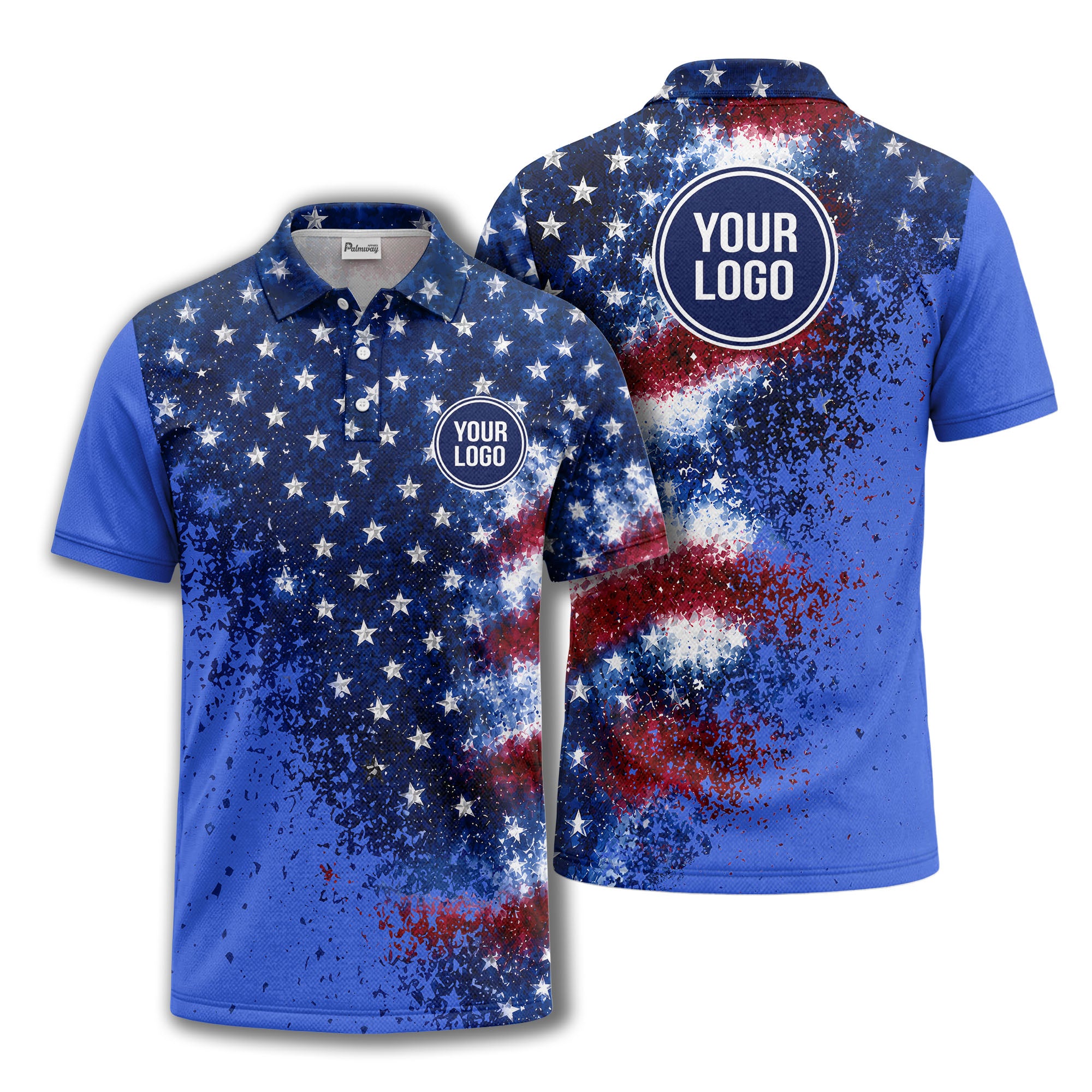 stars & stripes american flag all over print polo shirt