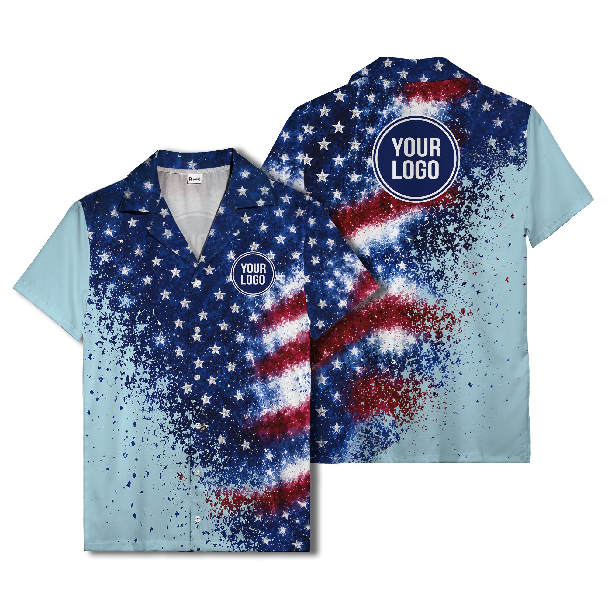stars & stripes watercolor splash patriotic hawaiian shirt