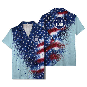 stars & stripes watercolor splash patriotic hawaiian shirt