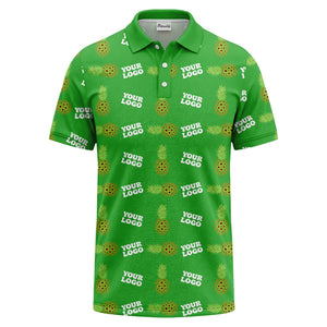 sunflower pineapple repeat custom logo polo shirt for beach days