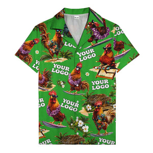 surfing roosters riding waves aloha hawaiian shirt with surfboards