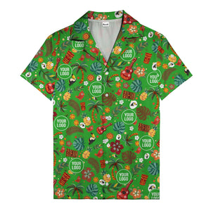 tiki masks & pineapples watercolor hawaiian shirt with toucans & ukuleles
