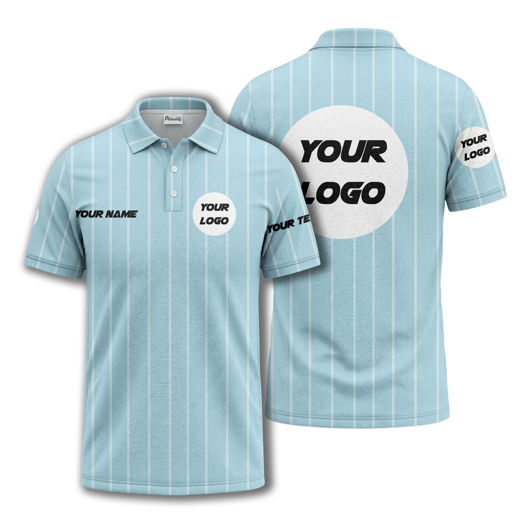 vertical pinstripe custom logo personalized text polo shirt
