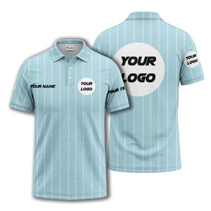 vertical pinstripe custom logo personalized text polo shirt