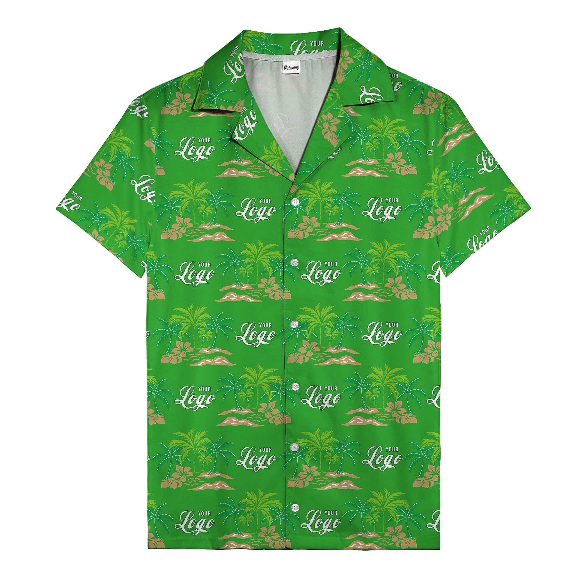 vintage palm tree oasis with monogrammed logo repeat hawaiian shirt