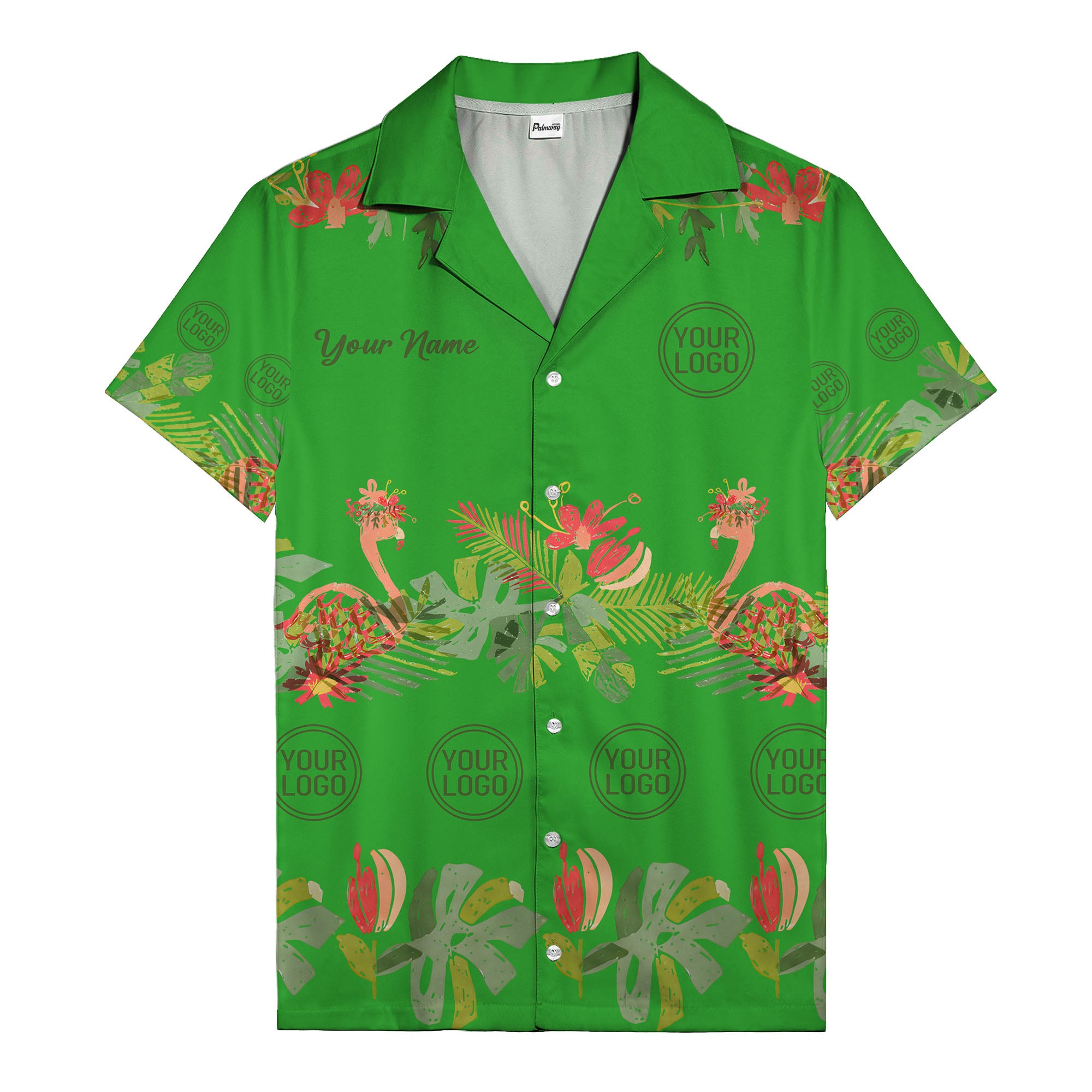 watercolor flamingo palm tropical flowers black hawaiian shirt