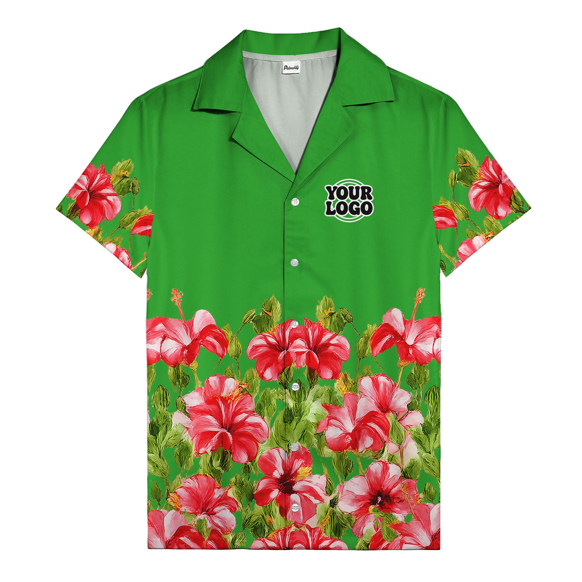 watercolor hibiscus & leaf aloha hawaiian shirt for men