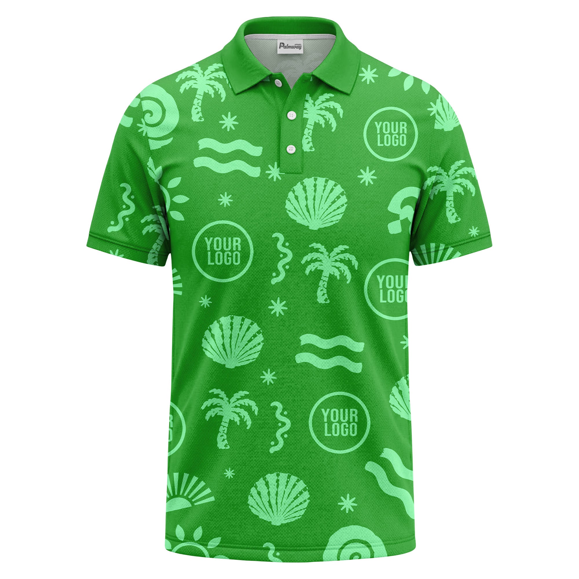 watercolor palm trees seashells waves polo shirt for beach vacation