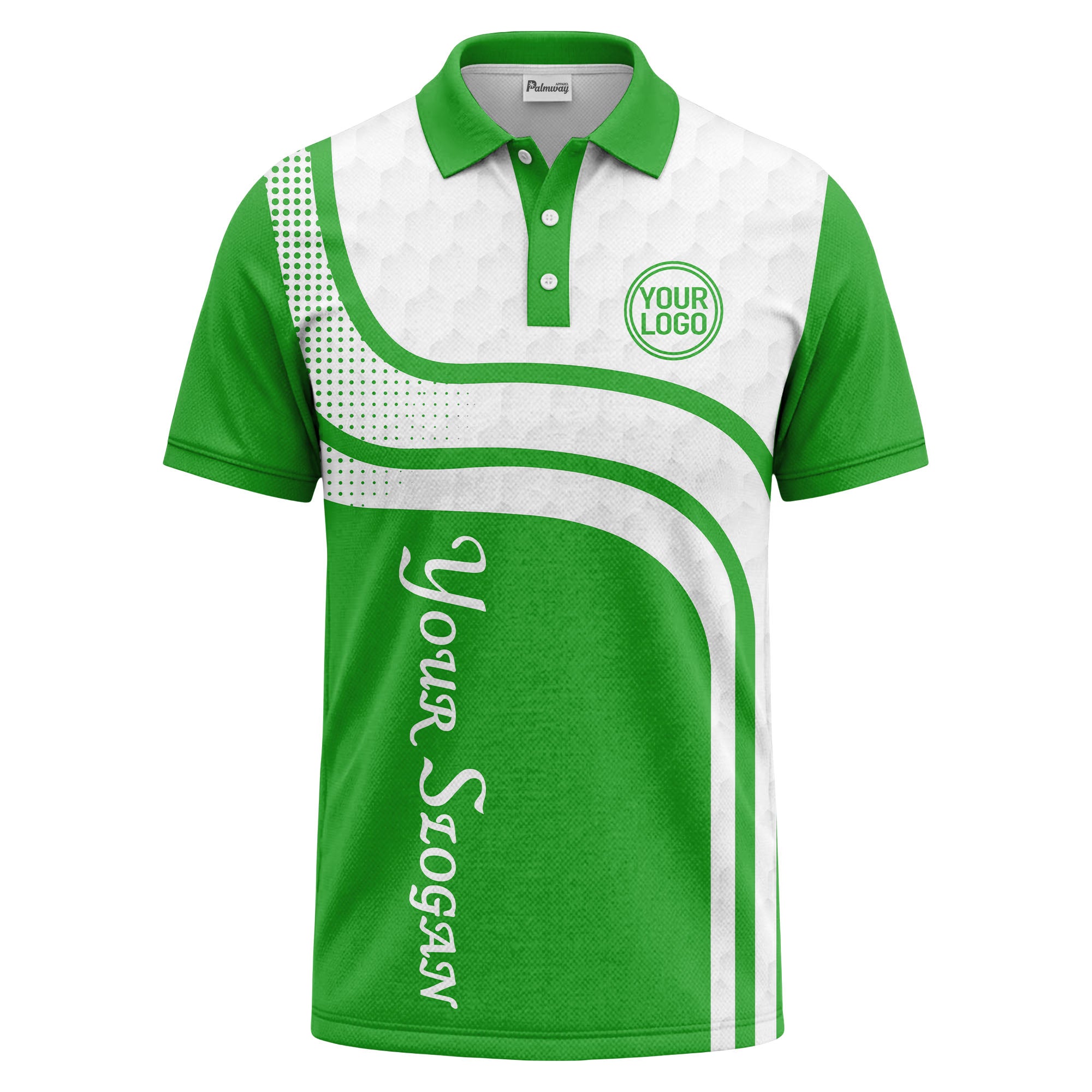wave hexagon graphic golf polo shirt with custom logo