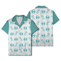 Aqua Logo Pattern Customized Aloha Shirt