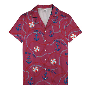 anchors lifebuoys chain link pattern nautical hawaiian shirt
