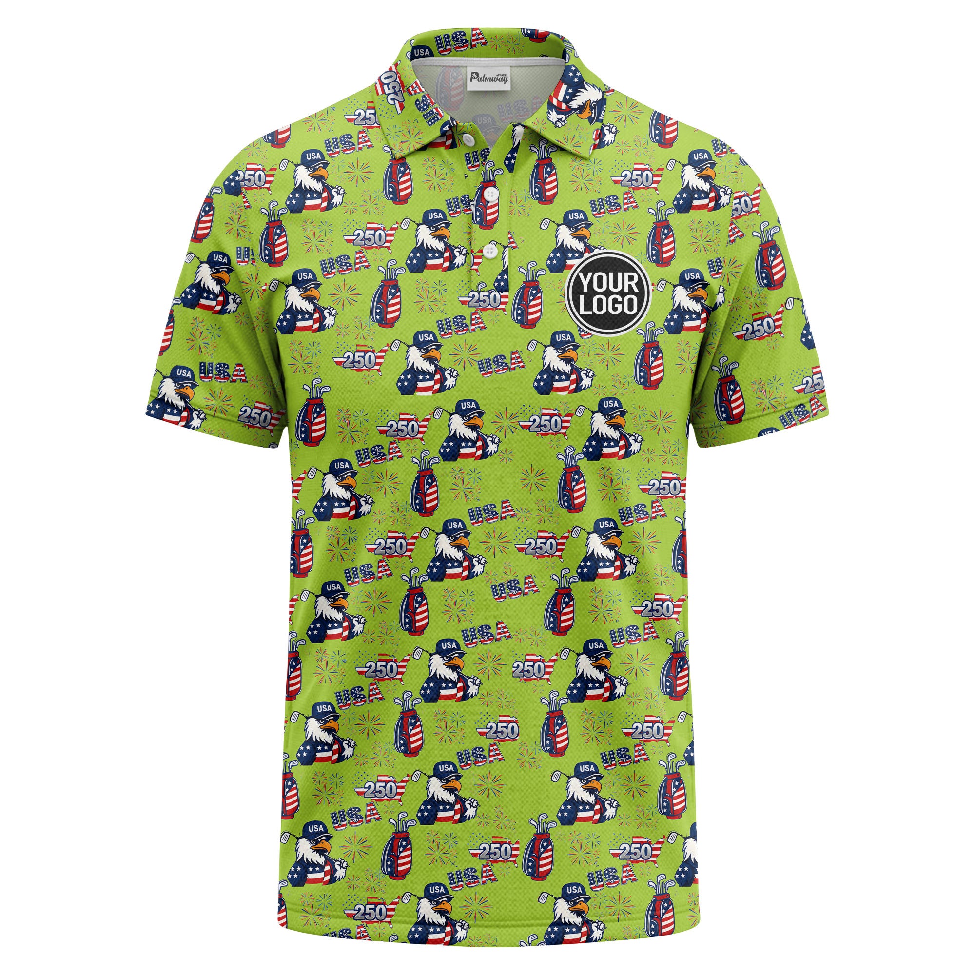 bald eagles golf bags fireworks patriotic polo shirt for men