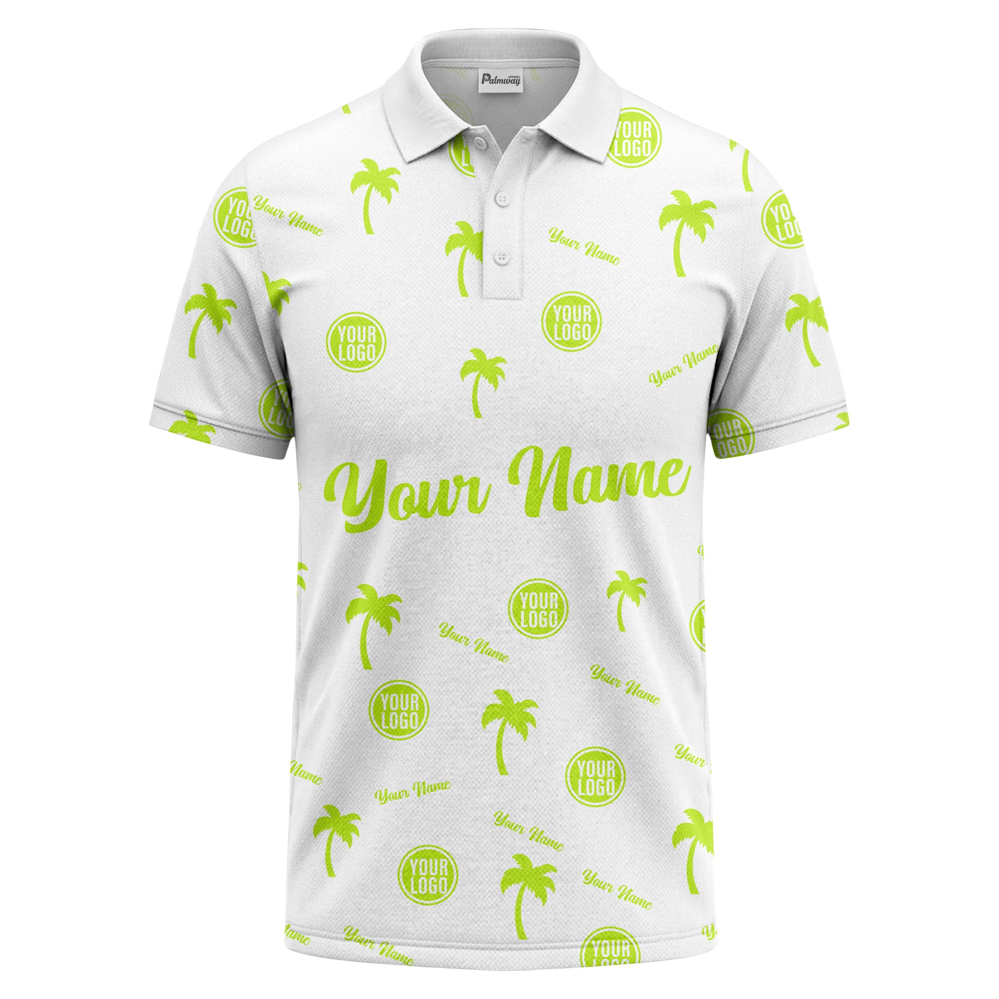 black palm tree silhouettes personalized polo shirt with custom logos