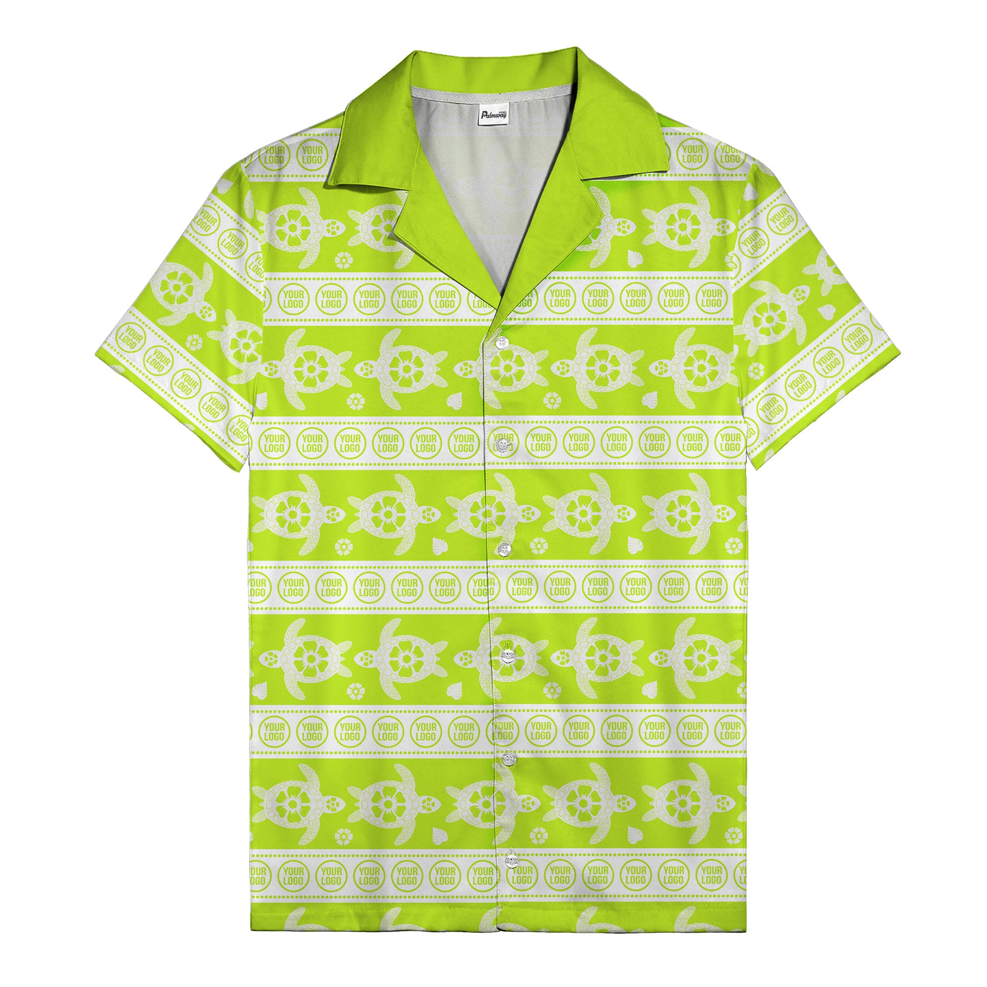 black sea turtles & white floral repeat hawaiian shirt for men