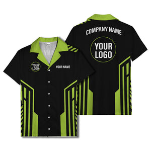 black white geometric stripe personalized logo circle hawaiian shirt