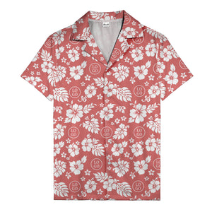 black & white hibiscus blooms & monstera leaves hawaiian shirt for men