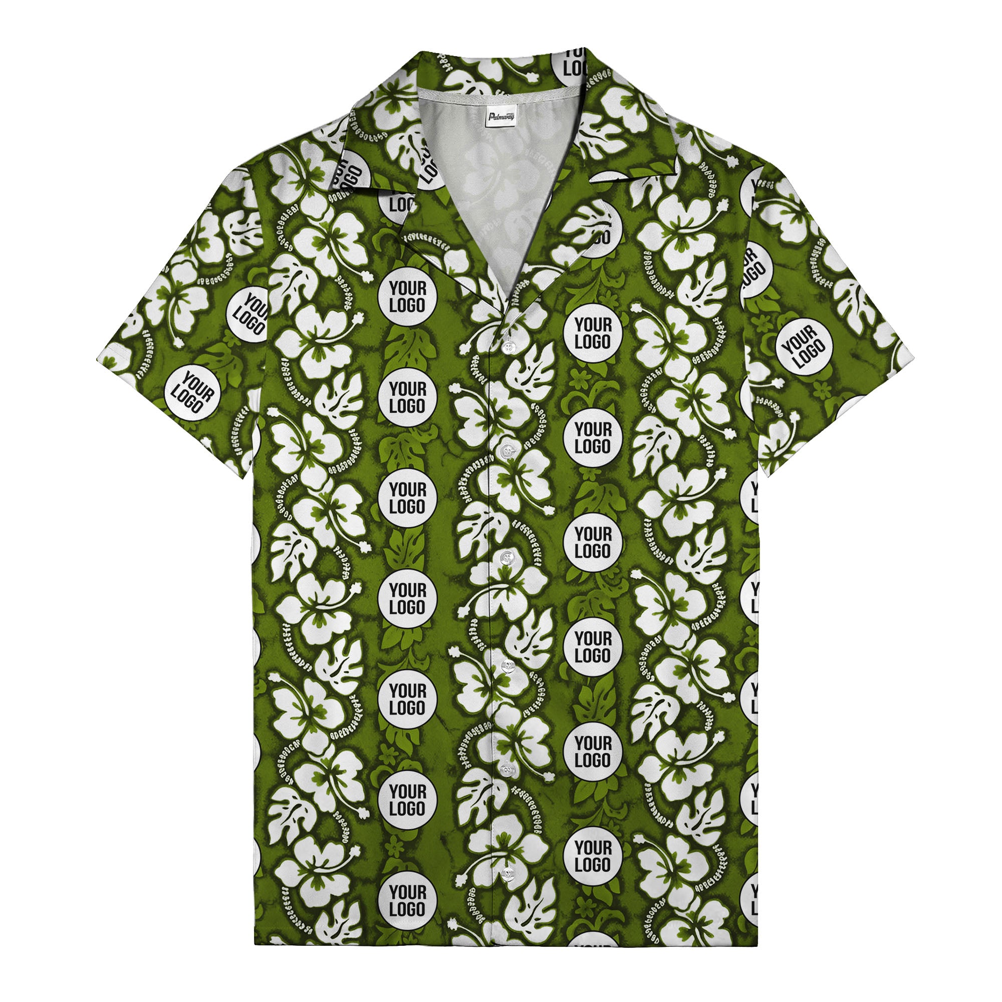 black & white hibiscus monstera custom logo hawaiian shirt for men