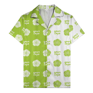 black white rose & custom logo repeat graphic hawaiian shirt