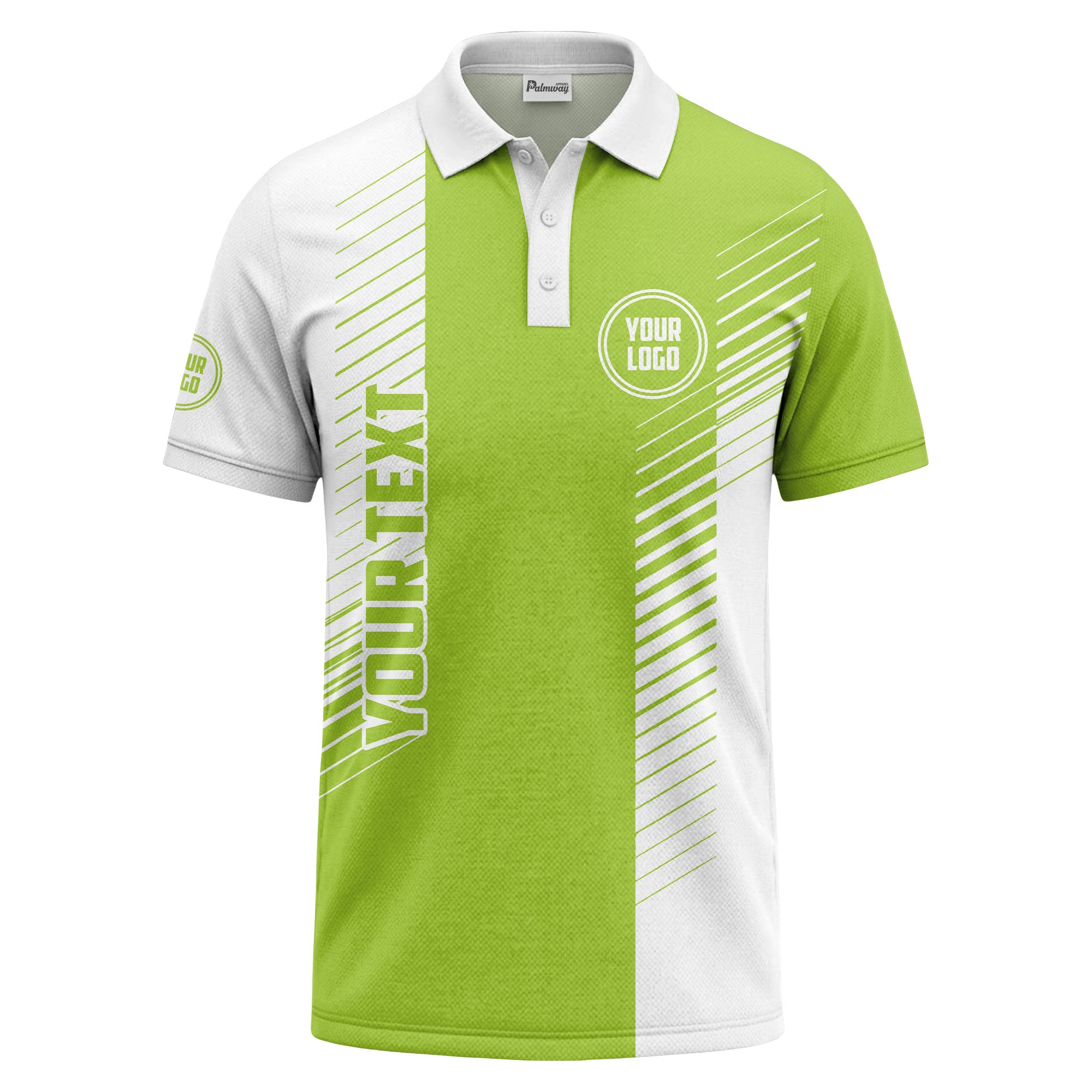 bold diagonal black & white stripes custom logo polo shirt