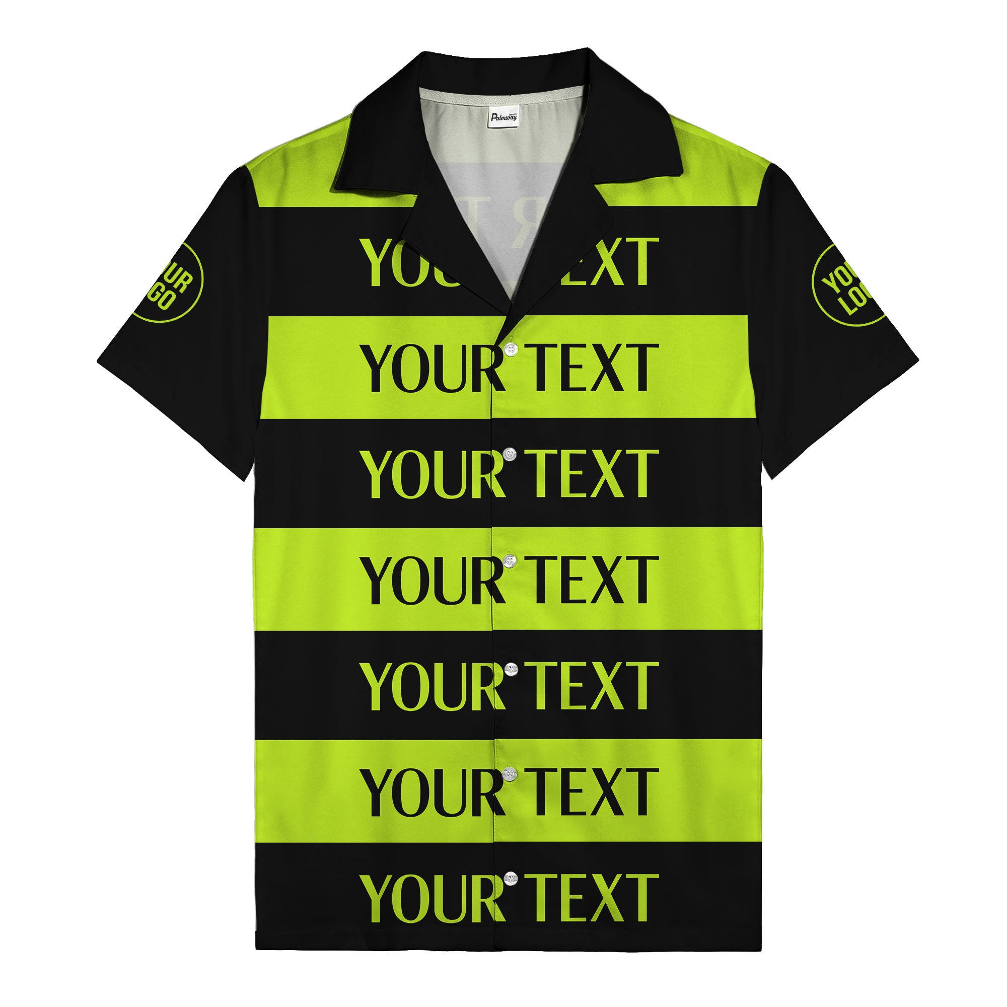 bold horizontal stripes customizable text hawaiian shirt for men