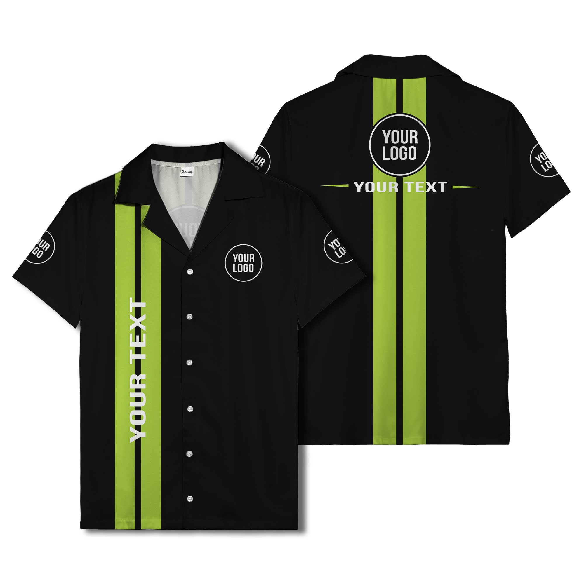 bold vertical stripe custom logo hawaiian shirt for men