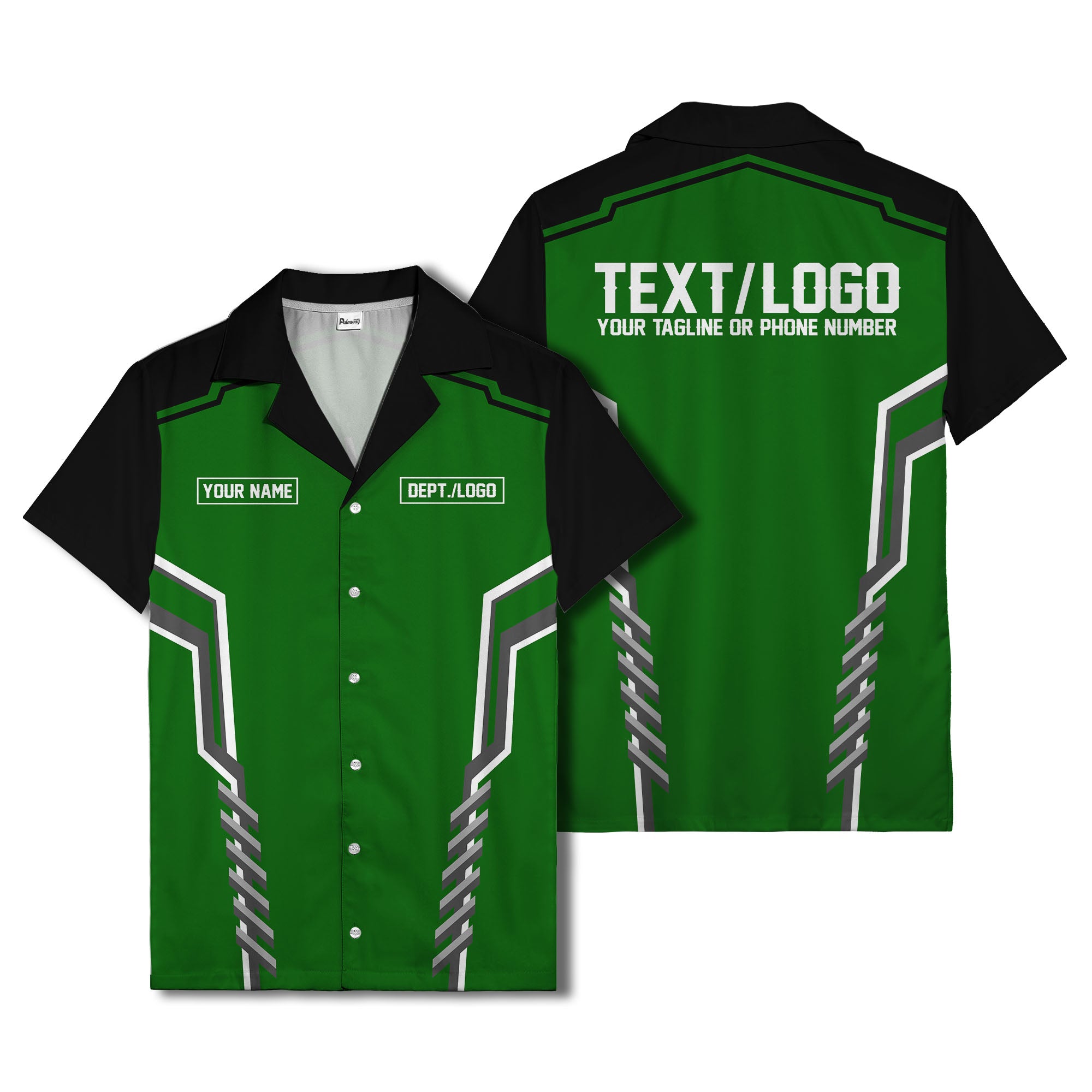 bowling team stripe name box hawaiian shirt for men